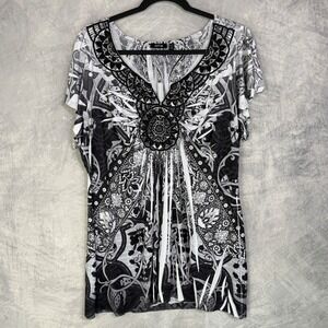 y2k 2010s Paisley Crochet Top Womens sz 1X Indie Sleaze Fairy Grunge festival